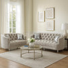 Tiffy 2pc Sofa Loveseat Set | C Shaped Gray Rhinestone Tufted Velvet