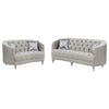 Tiffy 2pc Sofa Loveseat Set | C Shaped Gray Rhinestone Tufted Velvet
