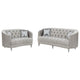 Tiffy 2pc Sofa Loveseat Set | C Shaped Gray Rhinestone Tufted Velvet