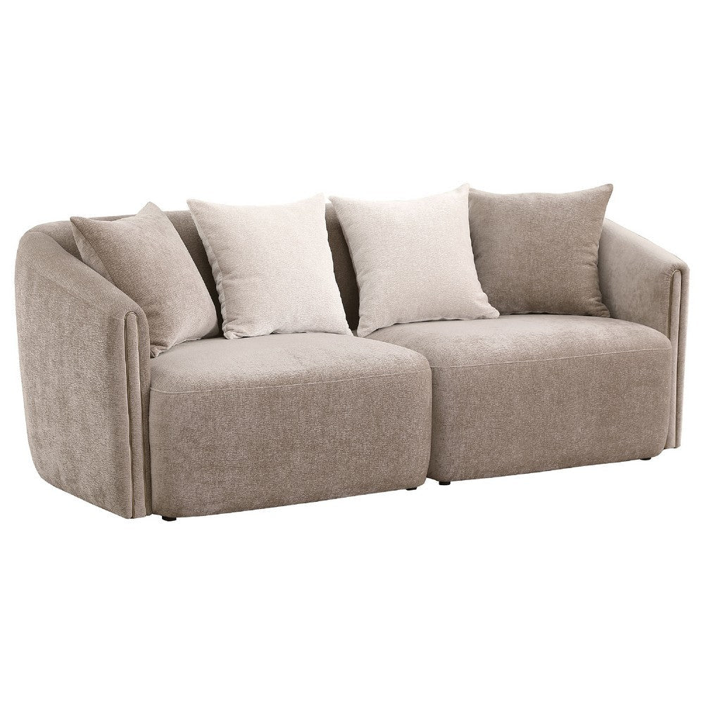 Tovi 2pc Living Room Set | Shelter Back Sofa | 7 Accent Pillows | Latte Chenille BM337751