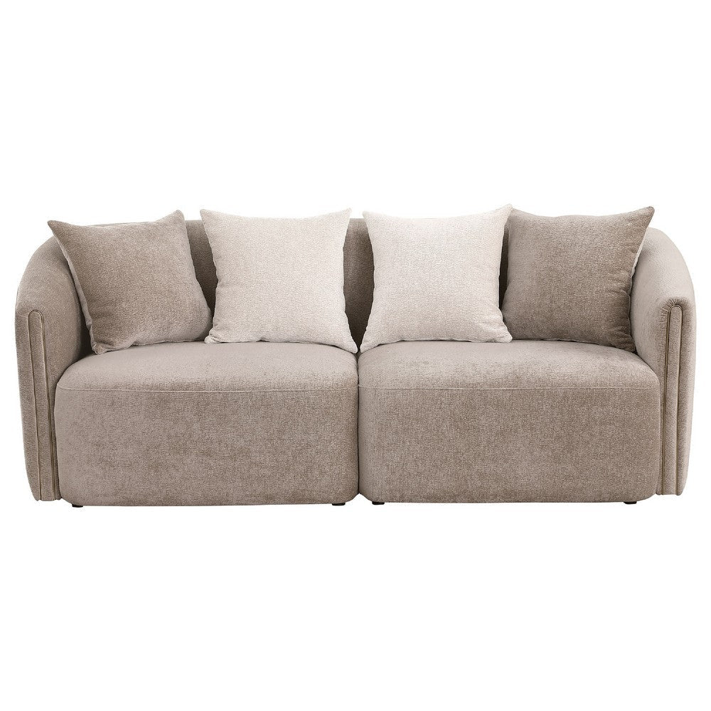 Tovi 2pc Living Room Set | Shelter Back Sofa | 7 Accent Pillows | Latte Chenille BM337751