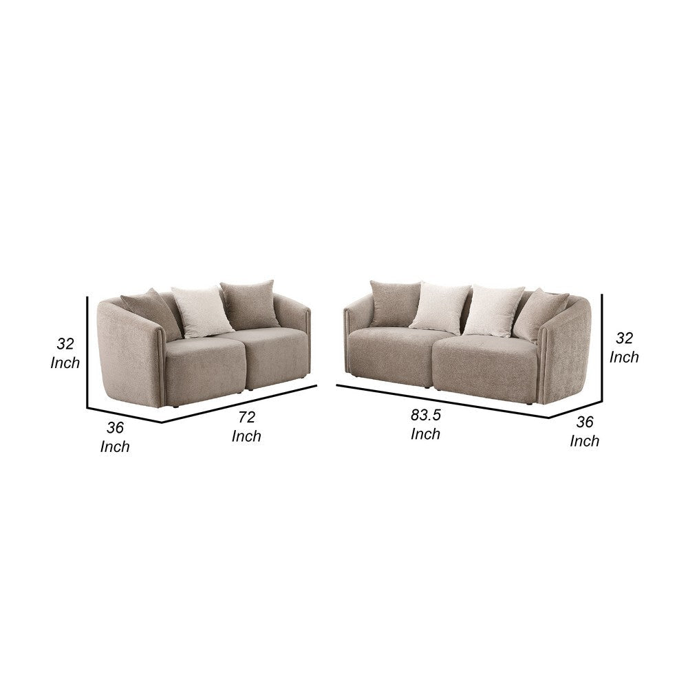 Tovi 2pc Living Room Set | Shelter Back Sofa | 7 Accent Pillows | Latte Chenille BM337751