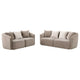 Tovi 2pc Living Room Set | Shelter Back Sofa | 7 Accent Pillows | Latte Chenille