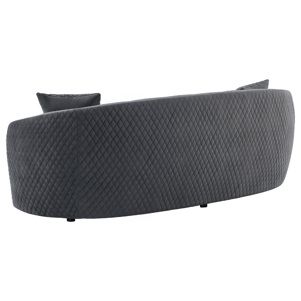 Buo 2pc Living Room Set | Sofa & Loveseat | Gold Trim | Dark Gray Velvet BM337753