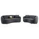 Buo 2pc Living Room Set | Sofa & Loveseat | Gold Trim | Dark Gray Velvet BM337753