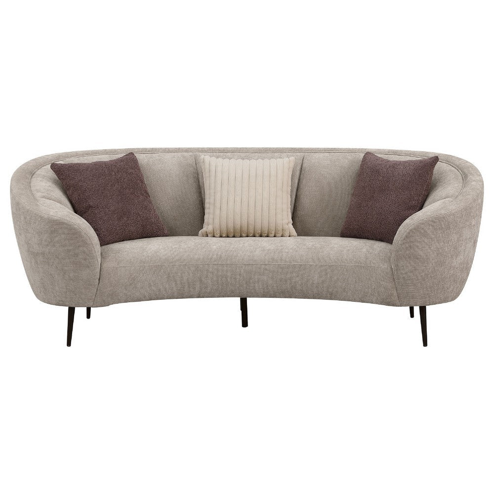 Zui 2pc Sofa Loveseat Set | Modern Curved Shape Beige Tufted Fabric | 4 Pillows BM337754