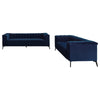 Avvy 2pc Sofa Set | Tuxedo Arms | Black Metal Legs | Blue Matte Velvet