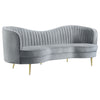 Enzo 2pc Living Room Sofa Set | Modern Curved | Gray Channel Tufted Velvet BM337765