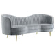Enzo 2pc Living Room Sofa Set | Modern Curved | Gray Channel Tufted Velvet BM337765