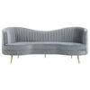 Enzo 2pc Living Room Sofa Set | Modern Curved | Gray Channel Tufted Velvet BM337765