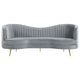 Enzo 2pc Living Room Sofa Set | Modern Curved | Gray Channel Tufted Velvet BM337765