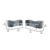 Enzo 2pc Living Room Sofa Set | Modern Curved | Gray Channel Tufted Velvet BM337765