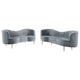 Enzo 2pc Living Room Sofa Set | Modern Curved | Gray Channel Tufted Velvet BM337765