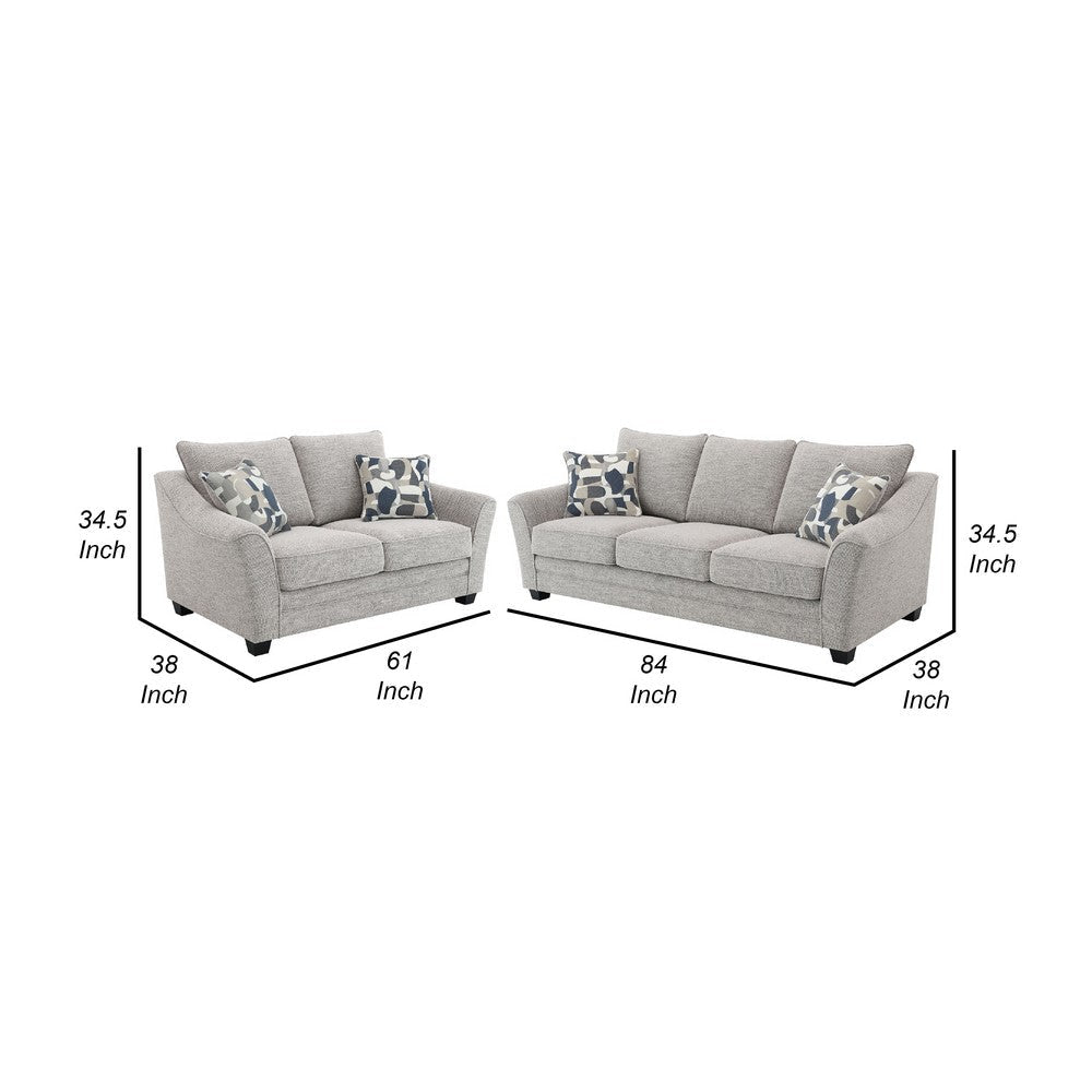 Kito 2pc Living Room Sofa Set | Modern Sloped Arms | Light Gray Boucle BM337773