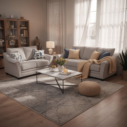 Kito 2pc Living Room Sofa Set | Modern Sloped Arms | Light Gray Boucle