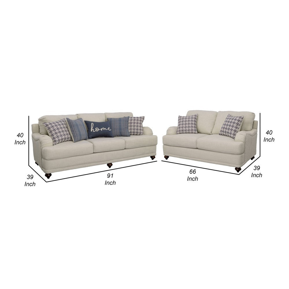 Liya 2pc Sofa & Loveseat Set | 7 Blue Pillows | Light Gray BM337775
