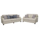 Liya 2pc Sofa & Loveseat Set | 7 Blue Pillows | Light Gray