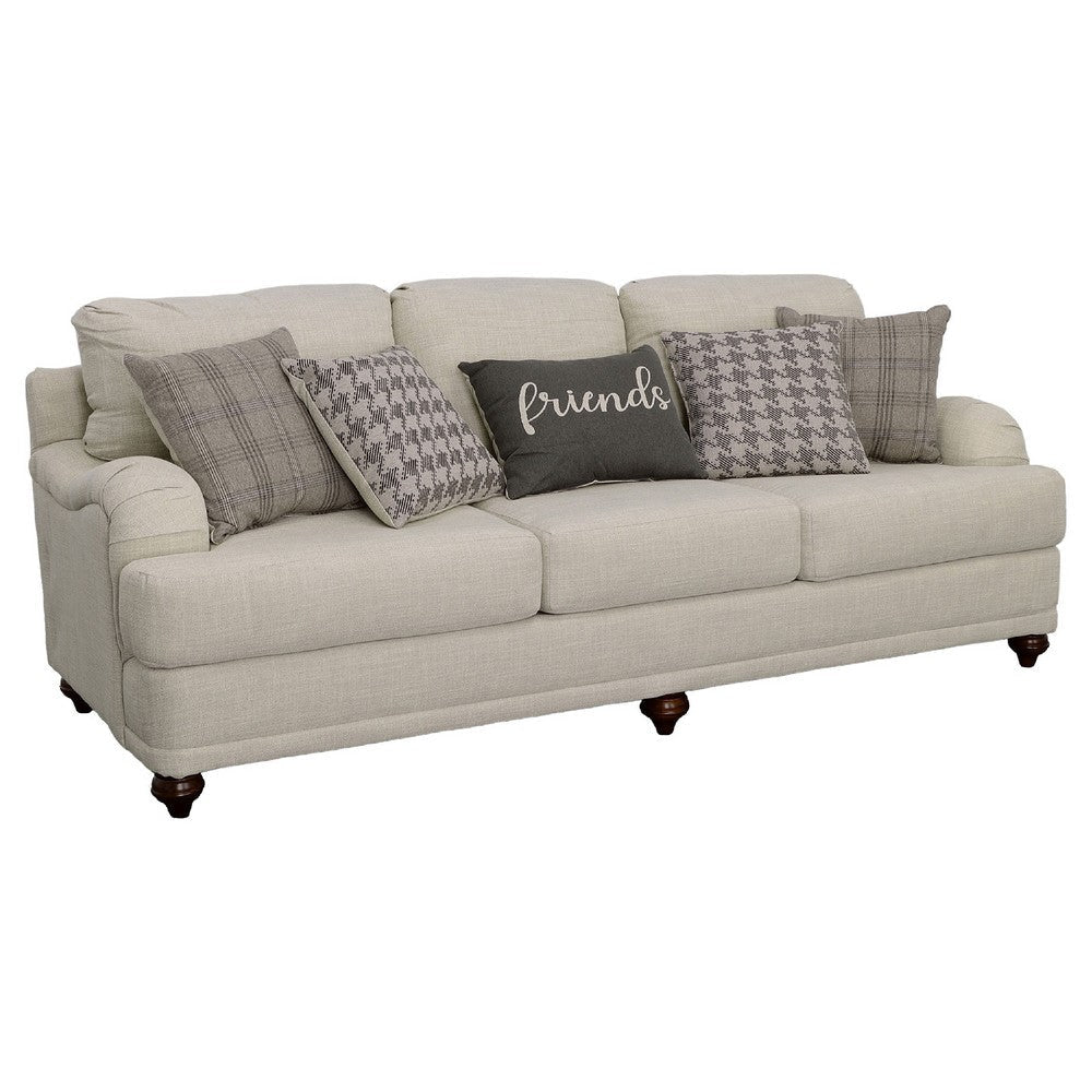 Liya 2pc Sofa Loveseat Set | Espresso Brown Legs | 7 Throw Pillows | Gray BM337777