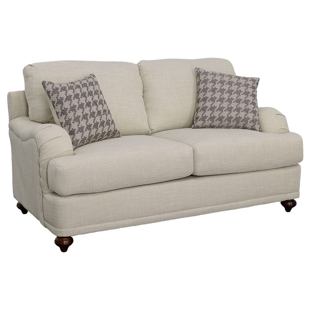 Liya 2pc Sofa Loveseat Set | Espresso Brown Legs | 7 Throw Pillows | Gray BM337777