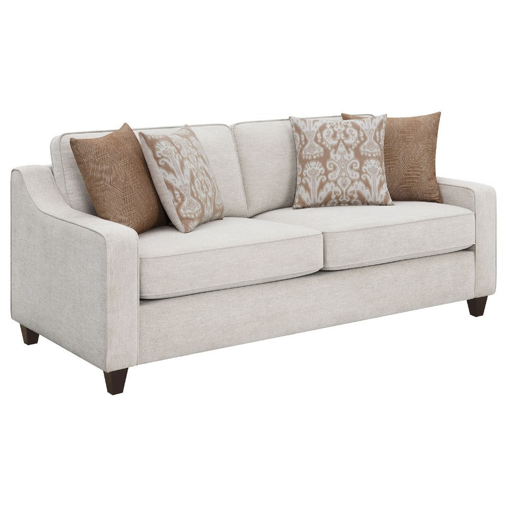 Kristy 2pc Modern Sofa Set | Sloped Track Arms | Beige Chenille BM337781