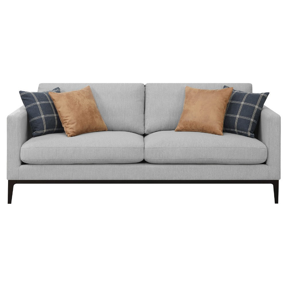 Azzy 2pc Sofa & Loveseat Set | Modern Track Arms | Light Gray Fabric BM337783