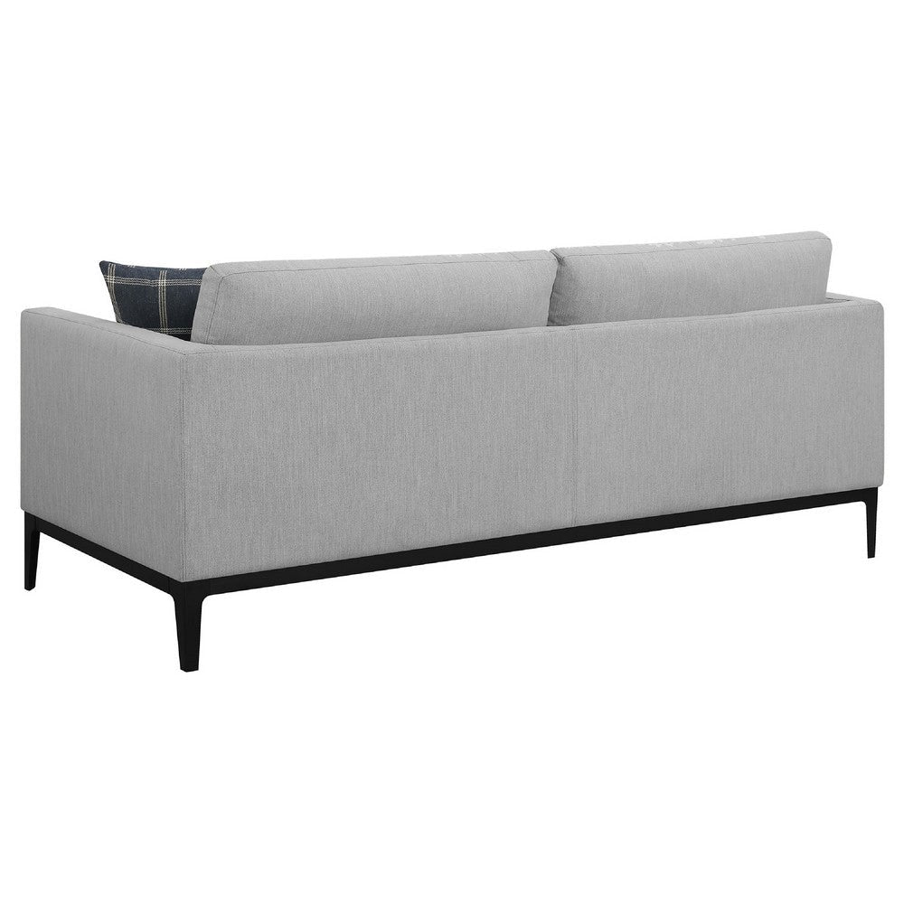 Azzy 2pc Sofa & Loveseat Set | Modern Track Arms | Light Gray Fabric BM337783