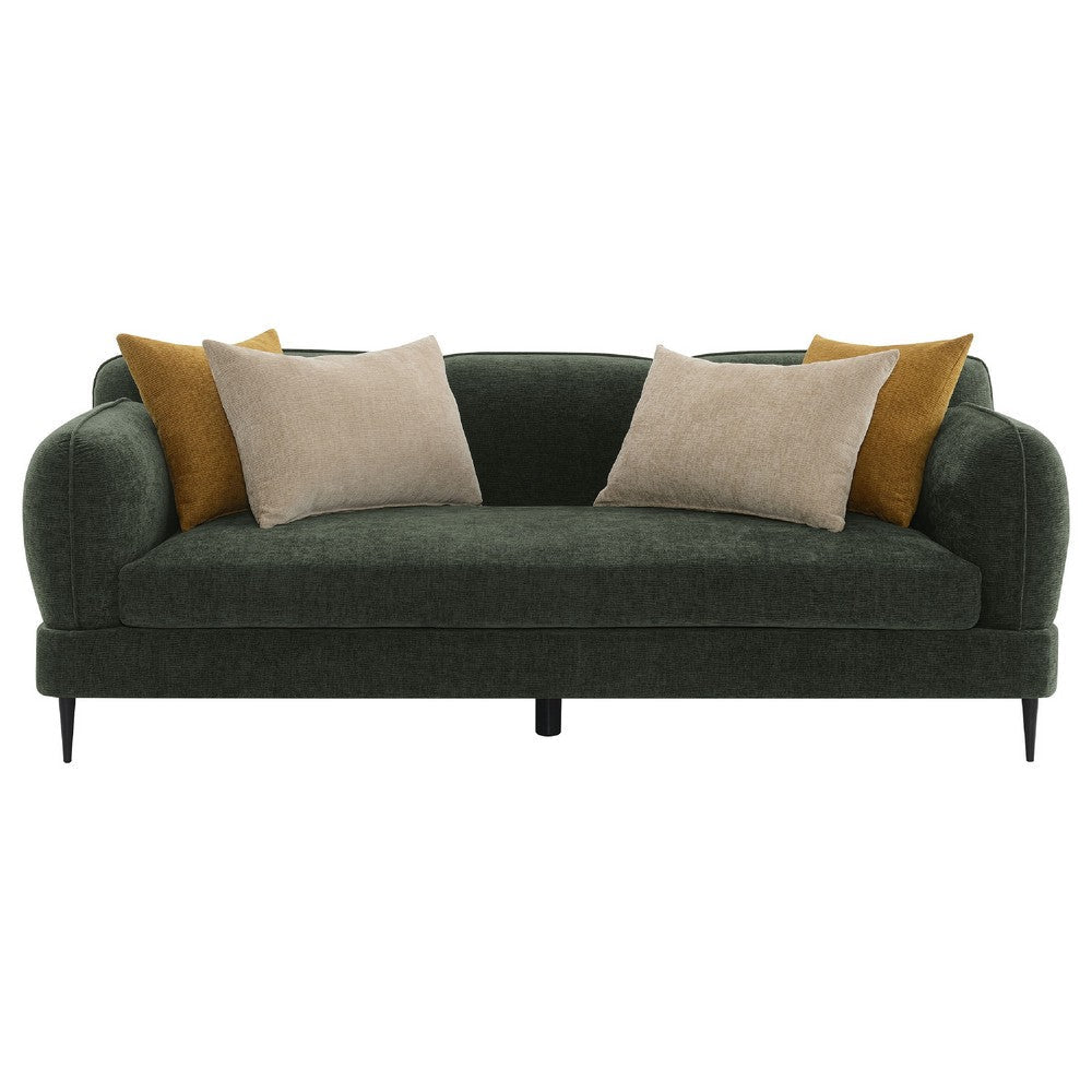 Dija 2pc Sofa Set w/ 7 Throw Pillows | Slim Metal Legs | Green Chenille BM337787