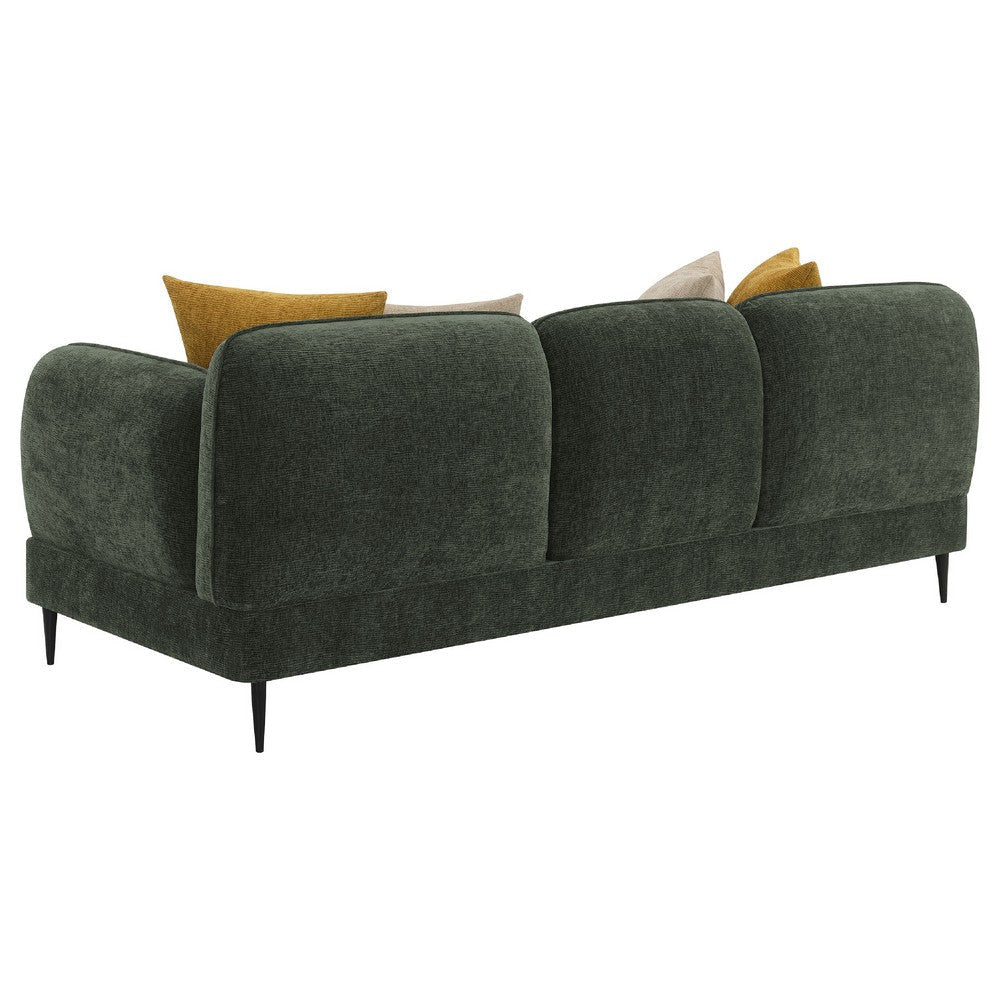 Dija 2pc Sofa Set w/ 7 Throw Pillows | Slim Metal Legs | Green Chenille BM337787