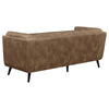 Tanny 2pc Classic Sofa & Loveseat Set | Grid Tufted Brown Faux Leather BM337789