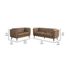 Tanny 2pc Classic Sofa & Loveseat Set | Grid Tufted Brown Faux Leather BM337789