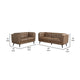 Tanny 2pc Classic Sofa & Loveseat Set | Grid Tufted Brown Faux Leather BM337789