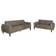 Fiza 2pc Living Room Sofa Set | Track Arms | Mitred Accents | Brown