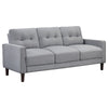 Bow 2pc Sofa Set w/ Track Arms & Tapered Legs | Gray Grid Tufted Fabric