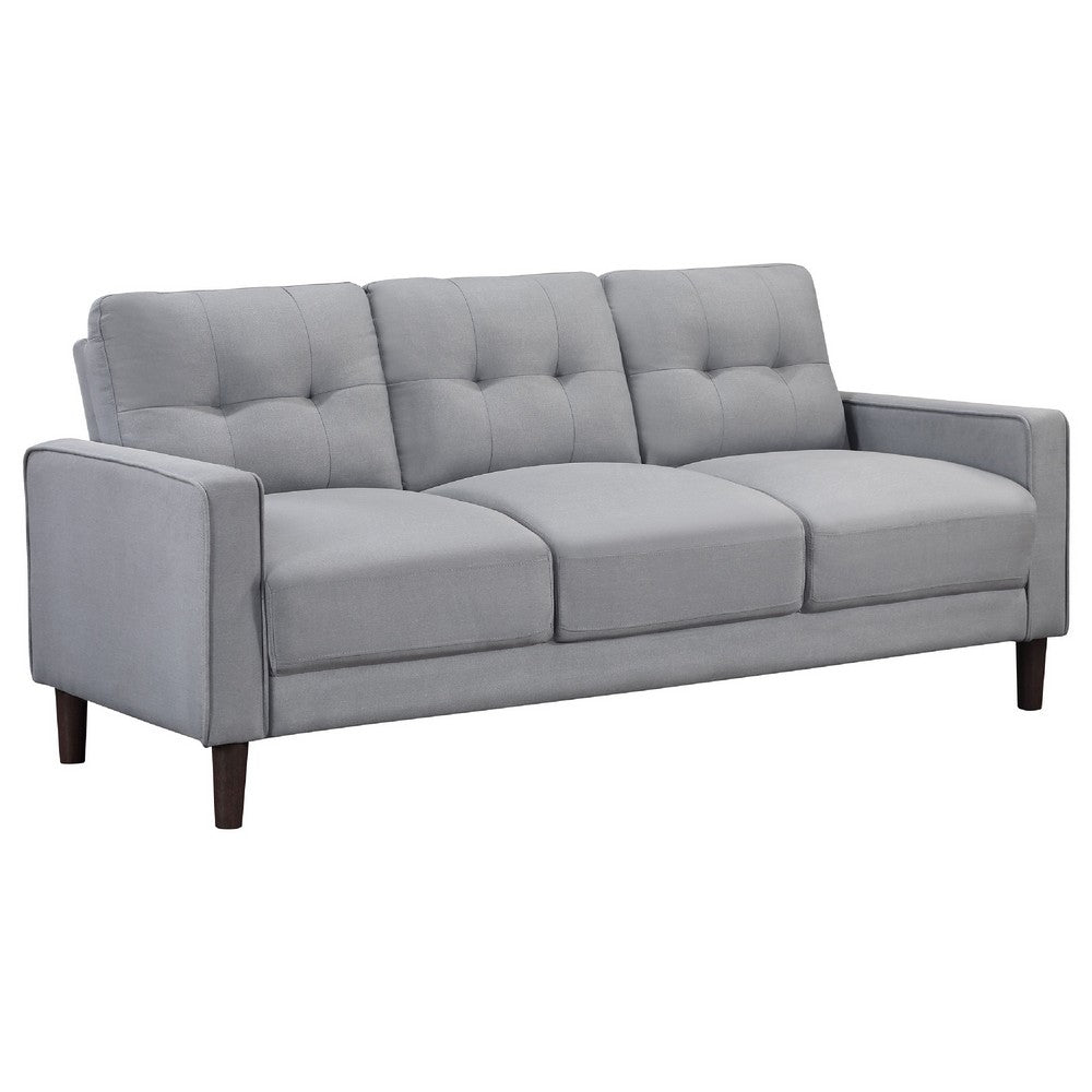 Bow 2pc Sofa Set w/ Track Arms & Tapered Legs | Gray Grid Tufted Fabric