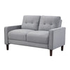 Bow 2pc Sofa Set w/ Track Arms & Tapered Legs | Gray Grid Tufted Fabric