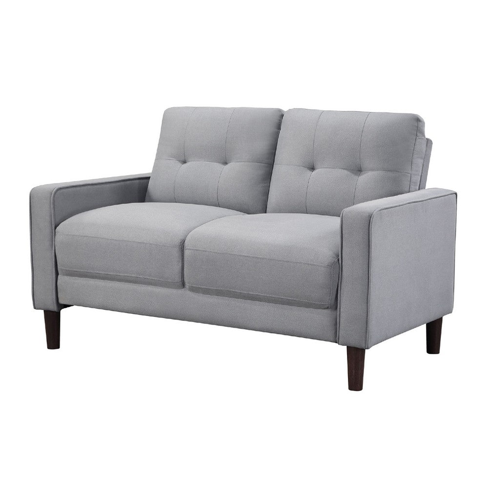 Bow 2pc Sofa Set w/ Track Arms & Tapered Legs | Gray Grid Tufted Fabric