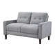 Bow 2pc Sofa Set w/ Track Arms & Tapered Legs | Gray Grid Tufted Fabric