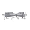 Bow 2pc Sofa Set w/ Track Arms & Tapered Legs | Gray Grid Tufted Fabric