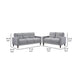 Bow 2pc Sofa Set w/ Track Arms & Tapered Legs | Gray Grid Tufted Fabric