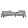 Bow 2pc Sofa Set w/ Track Arms & Tapered Legs | Gray Grid Tufted Fabric