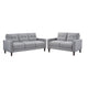 Bow 2pc Sofa Set w/ Track Arms & Tapered Legs | Gray Grid Tufted Fabric