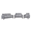 Bow 3pc Sofa Set w/ Track Arms & Tapered Legs | Gray Grid Tufted Fabric