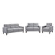Bow 3pc Sofa Set w/ Track Arms & Tapered Legs | Gray Grid Tufted Fabric
