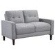 Bow 3pc Sofa Set w/ Track Arms & Tapered Legs | Gray Grid Tufted Fabric BM337800