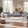 Bow 3pc Sofa Set w/ Track Arms & Tapered Legs | Gray Grid Tufted Fabric