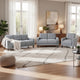 Bow 3pc Sofa Set w/ Track Arms & Tapered Legs | Gray Grid Tufted Fabric