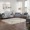 Bow 3pc Sofa Set w/ Track Arms & Tapered Legs | Gray Grid Tufted Fabric