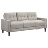 Bow 2pc Sofa Set w/ Track Arms & Tapered Legs | Beige Grid Tufted Fabric