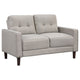 Bow 2pc Sofa Set w/ Track Arms & Tapered Legs | Beige Grid Tufted Fabric