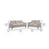 Bow 2pc Sofa Set w/ Track Arms & Tapered Legs | Beige Grid Tufted Fabric